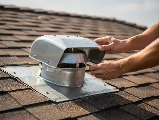 Claremont Dryer Vent Cleaning certified technician safely cleaning a roof-mounted dryer vent in Claremont