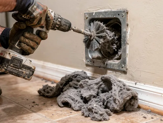 Certified Claremont Dryer Vent Cleaning technician performing dryer vent cleaning in Claremont